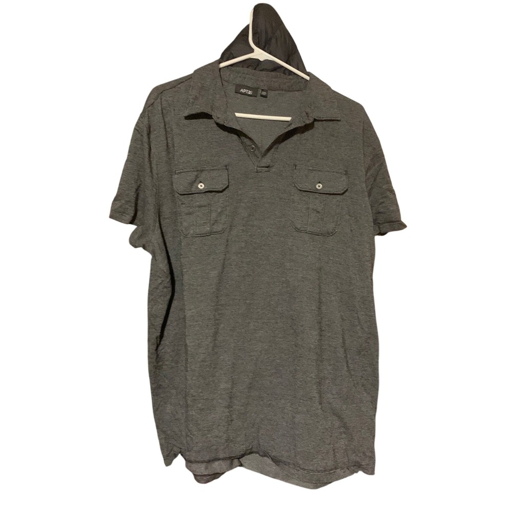 Apt. 9 XXL Mens‎ Gray/black Polo Shirt Short Sleeve Two Pocket Casual